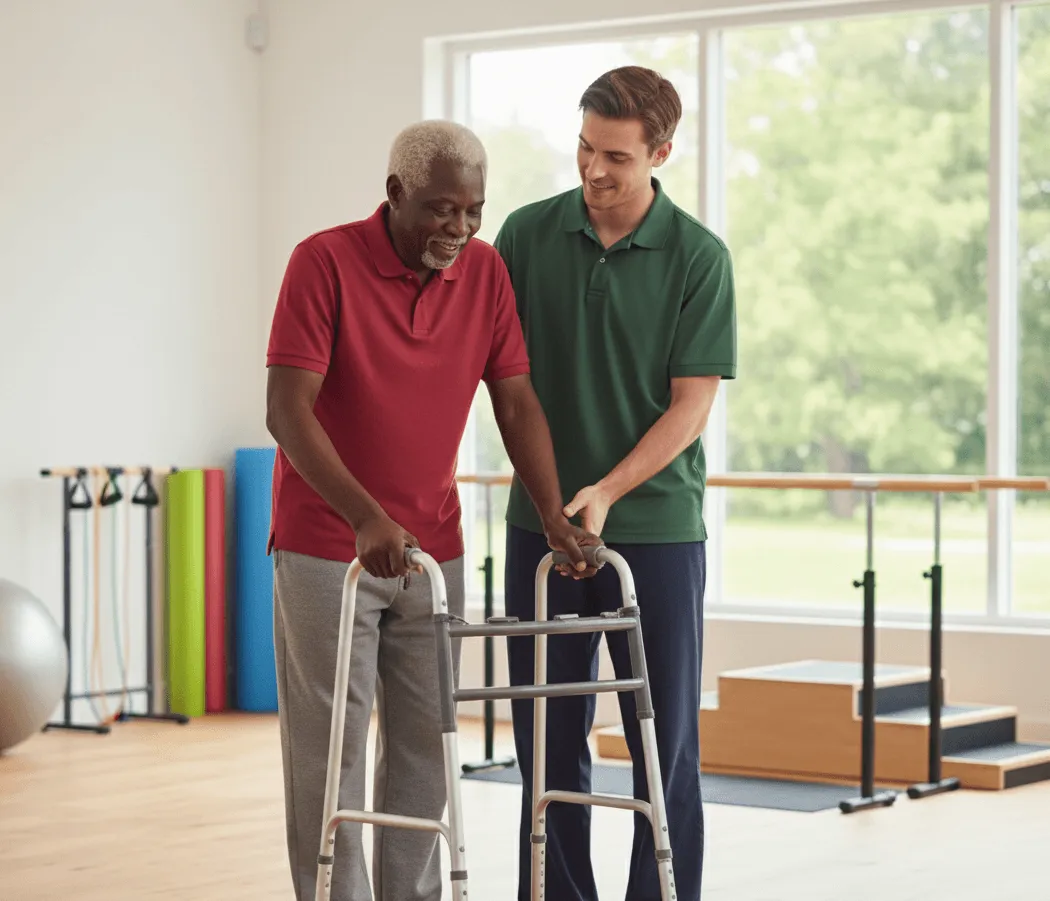 Occupational therapist supporting a client with daily living skills